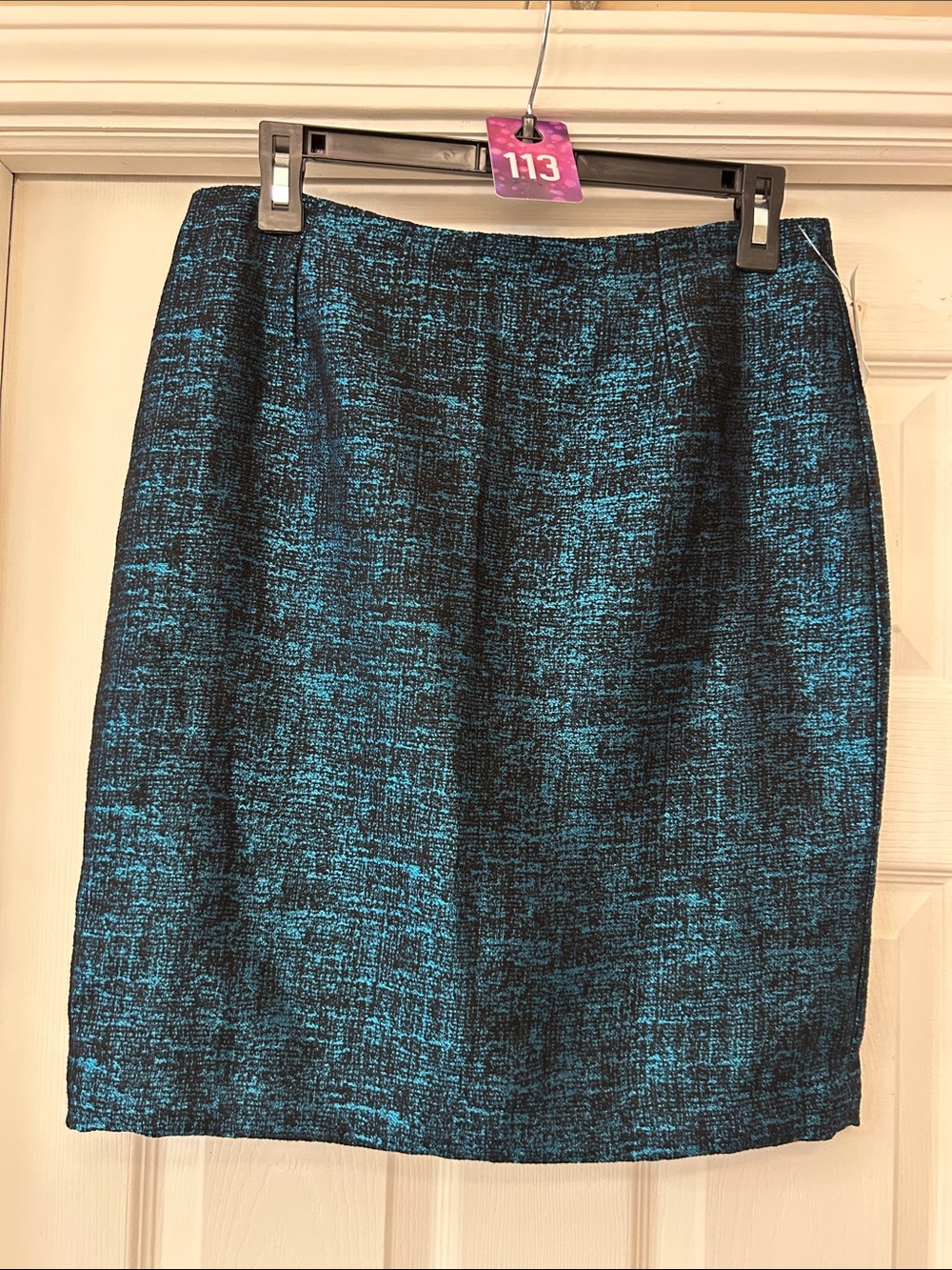 The Limited Black and Blue Tweed Pencil Skirt